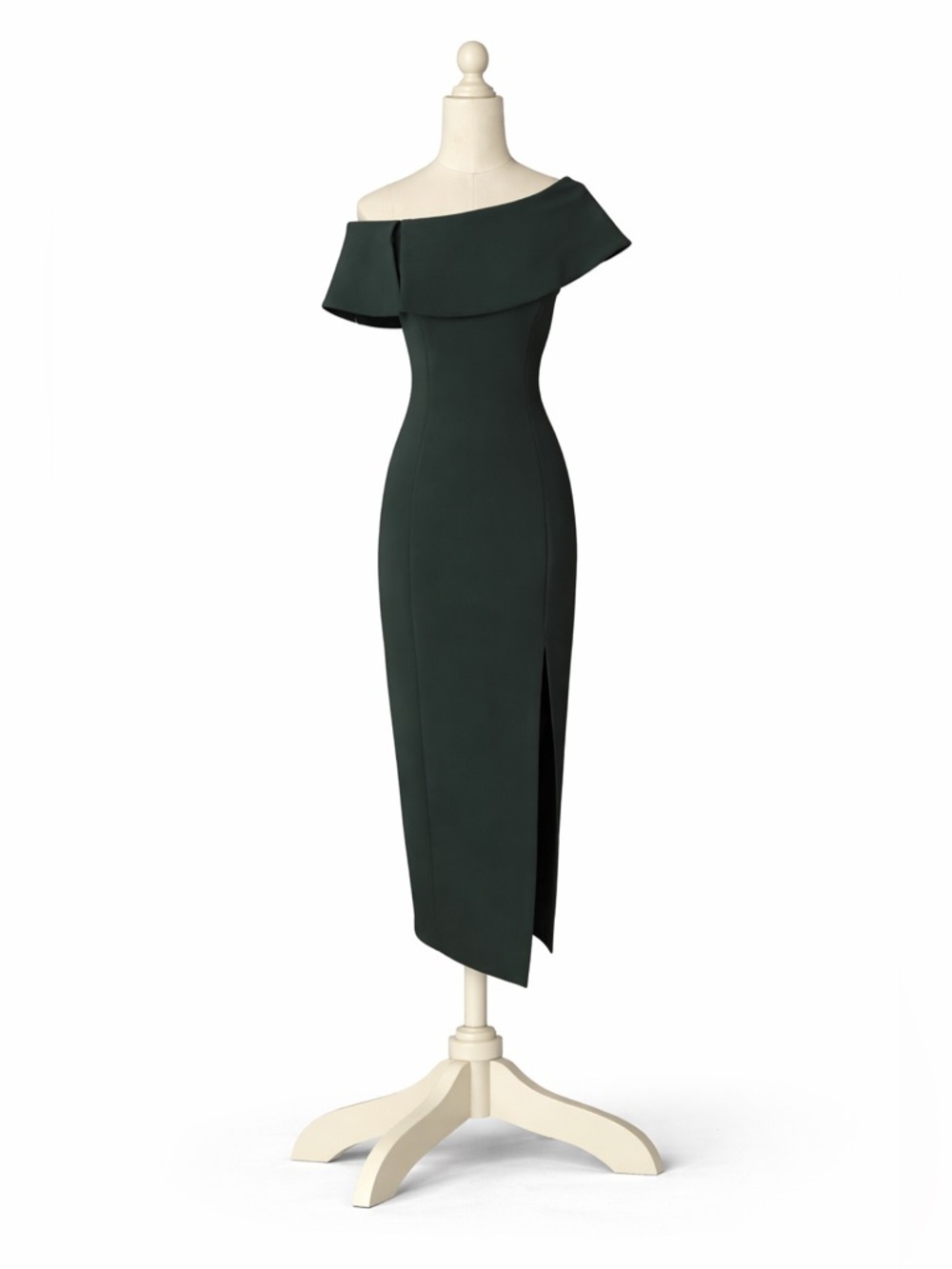 River Island Off Shoulder Midi Maxi Dress Dark Green Size 8